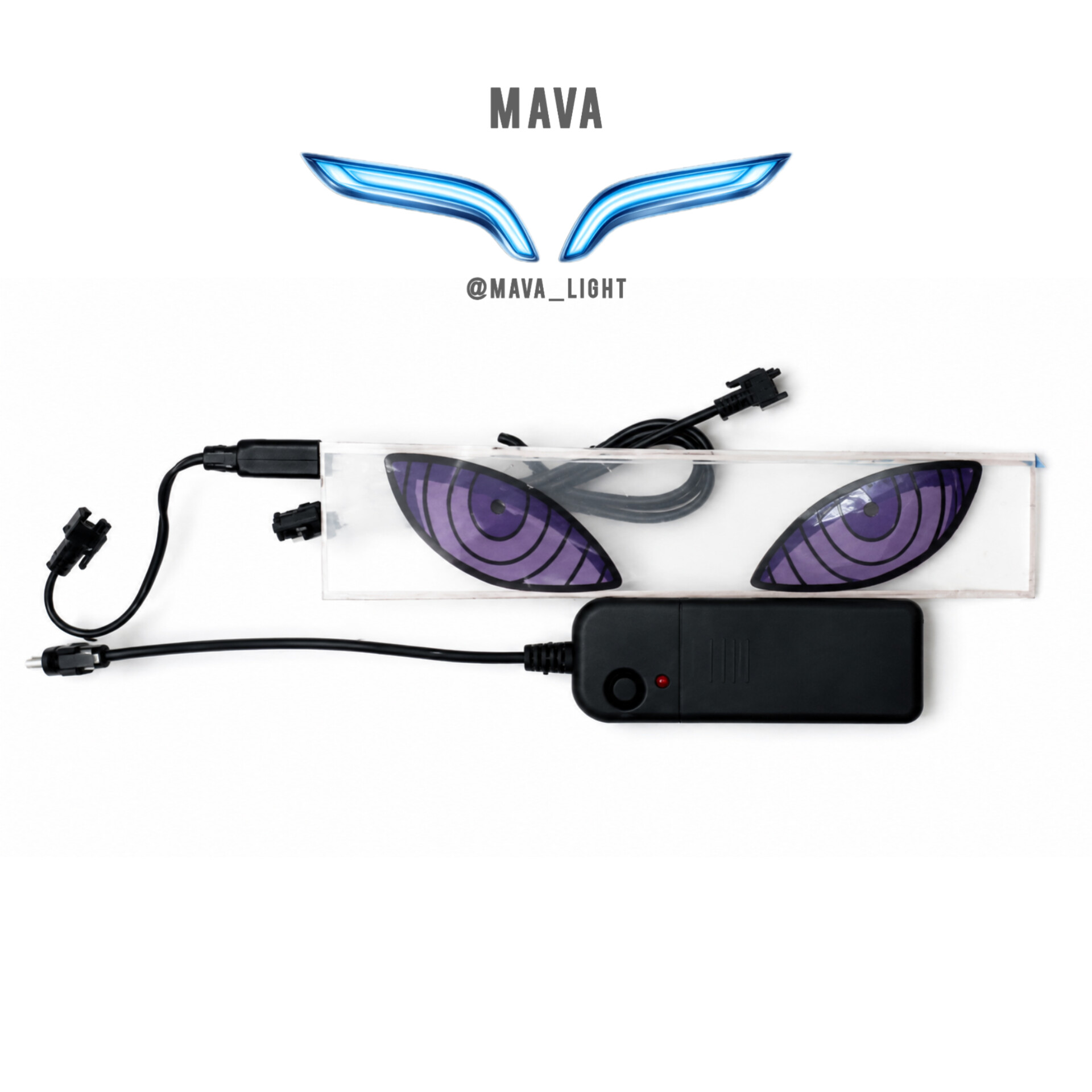 استیکر چراغدار خودرو LED مدل Purple Eyes