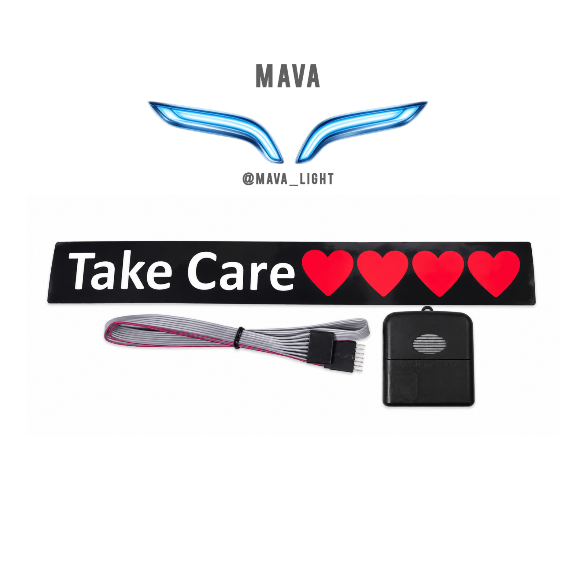 استیکر چراغدار خودرو LED مدل Take Care Red
