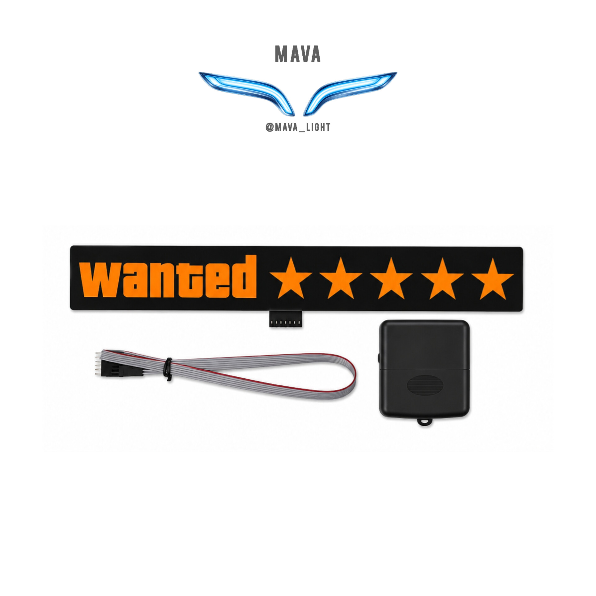 استیکر چراغدار خودرو LED مدل Wanted رنگ نارنجی