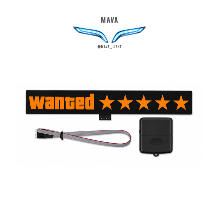 استیکر چراغدار خودرو LED مدل Wanted رنگ نارنجی