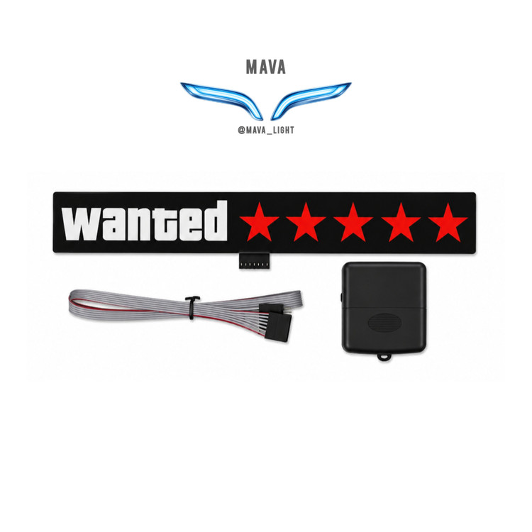 استیکر چراغدار خودرو LED مدل Wanted رنگ قرمز
