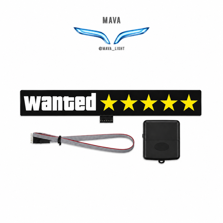 استیکر چراغدار خودرو LED مدل Wanted رنگ زرد